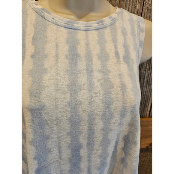 Athleta size M chambray high collar tank tie-dye blue white modal blend EUC boho - Picture 2 of 7